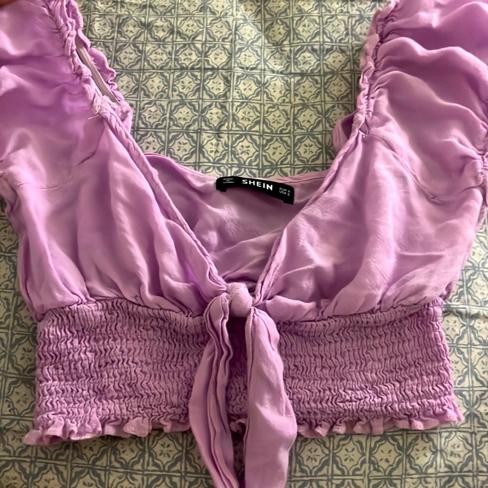 Shein crop top shirt, size S., purple.